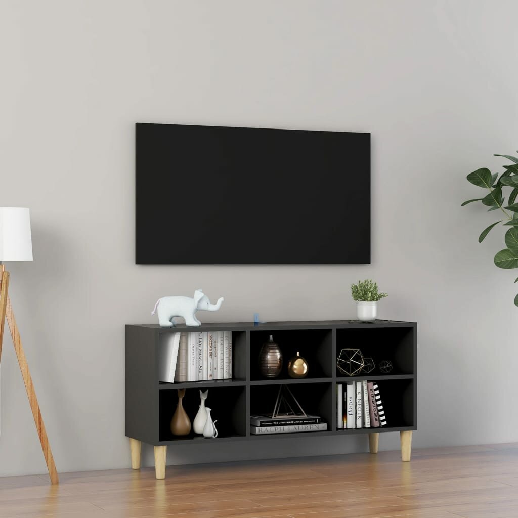 Tv-meubel met massief houten poten grijs 40,7"x11,8"x19,7"