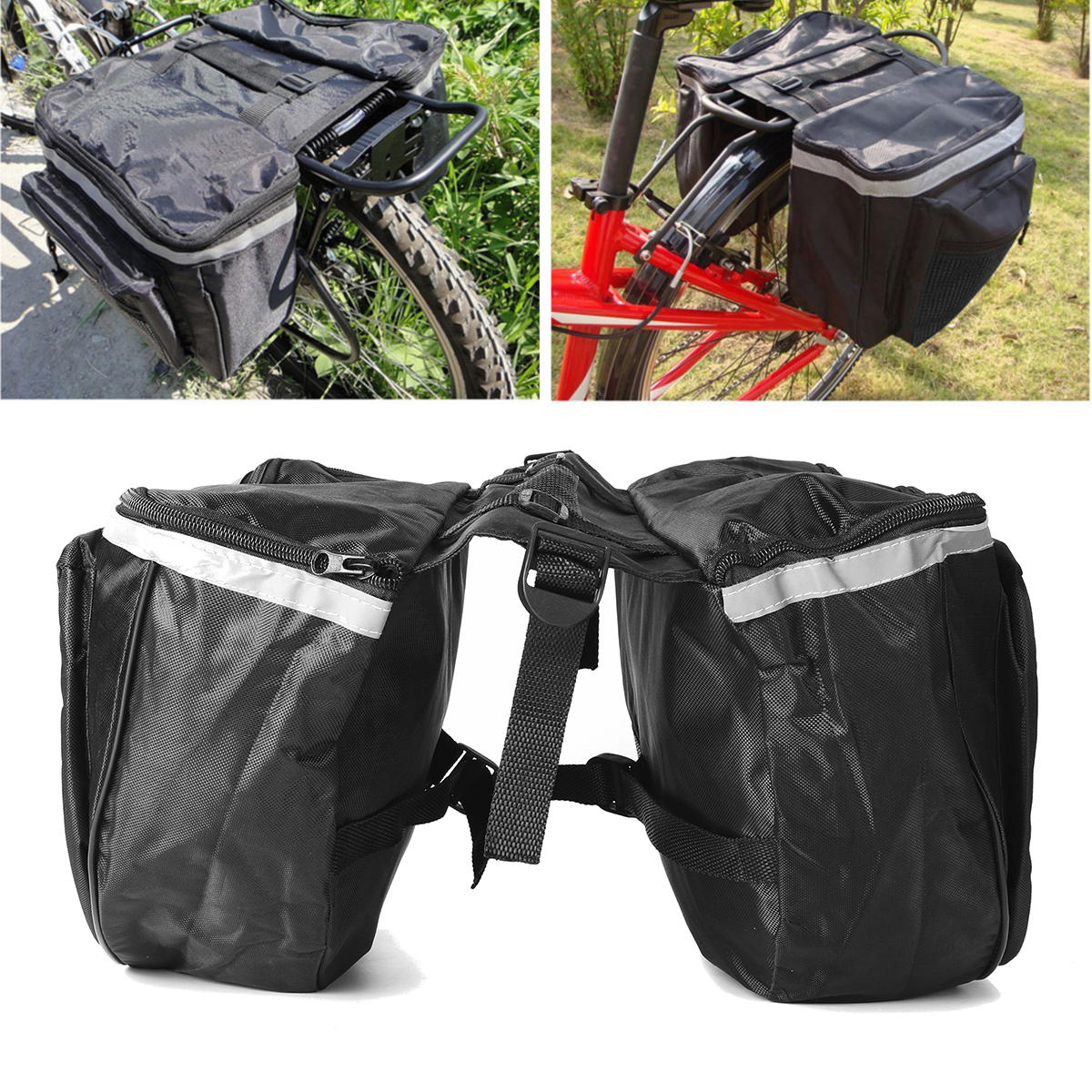 BIKIGHT 25L Cycling Bicycle Rack Rear Double Pannier Bag Luggage Storage Waterproof Bike Bag