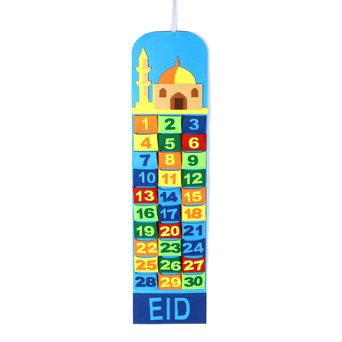 

Kids Gift Mosque Ramadan Advent Calendar 30 Pockets Eid Mubarak Home DIY Decor