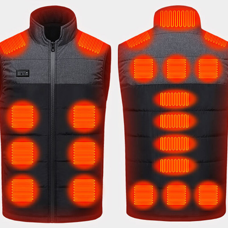 TENGOO HV-21D 21 Zones Heating Vest Rechargeable Smart Thermal Warm Washable Color Matching Jacket Heated Hooded Coat Outdoor Sportswear