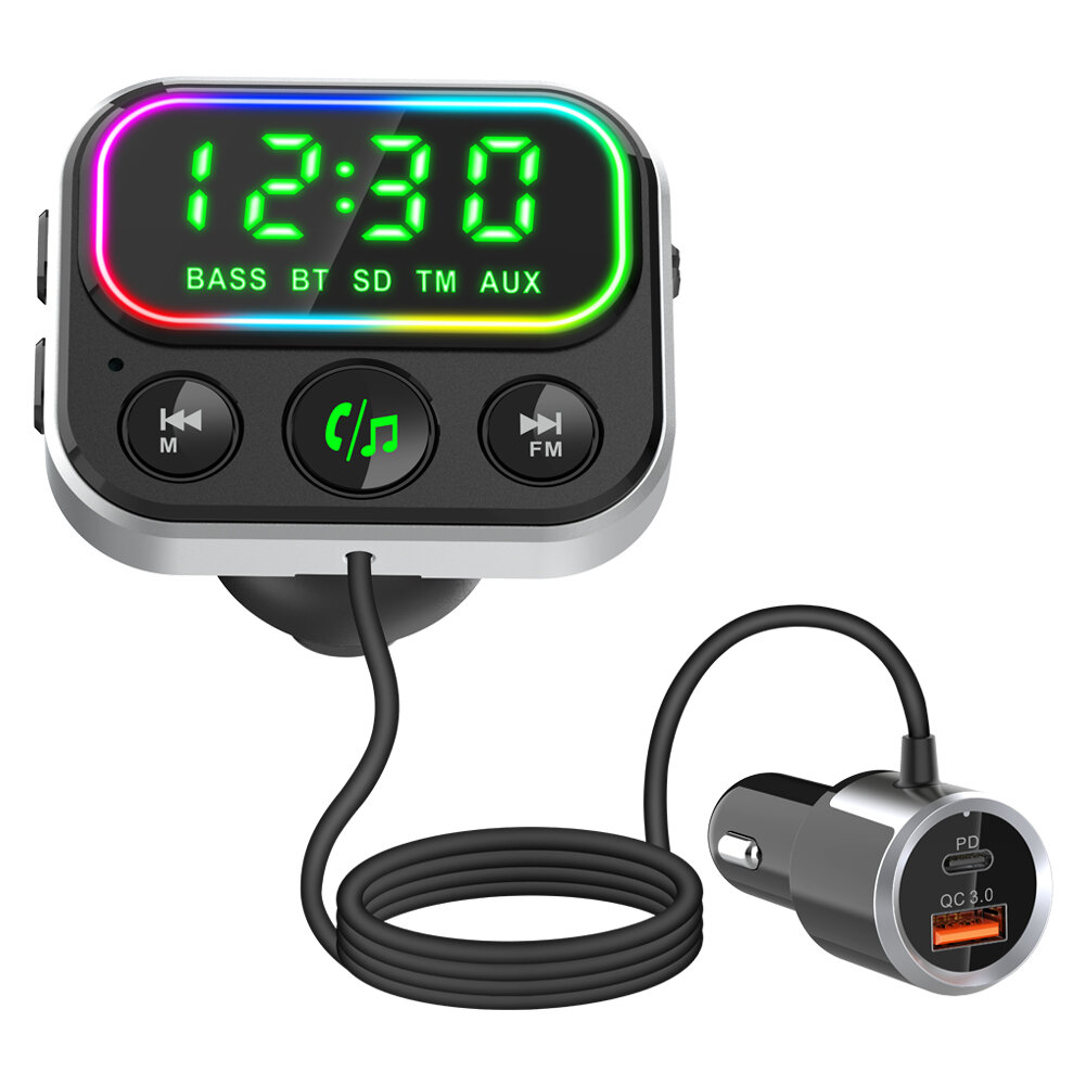 

GEELONG BC79 bluetooth 5.0 FM Transmitters MP3 Player 18W PD QC3.0 USB Car Charger Handsfree BASS AUX Subwoofer TF 12-24