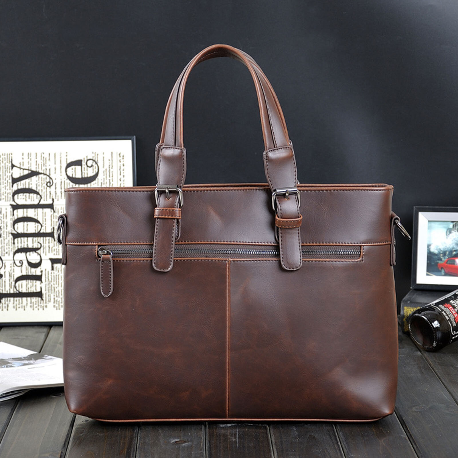 Menico Men Artificial Leather Vintage RFID Large Capacity Handbag Convertible Straps Fashion Casual 