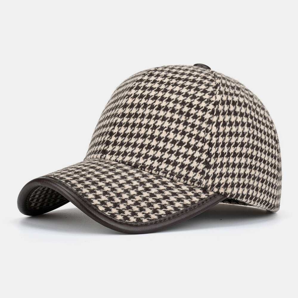 Unisex Polyester Houndstooth Pattern Baseball Cap British Retro Summer Sunshade Adjustable Hat