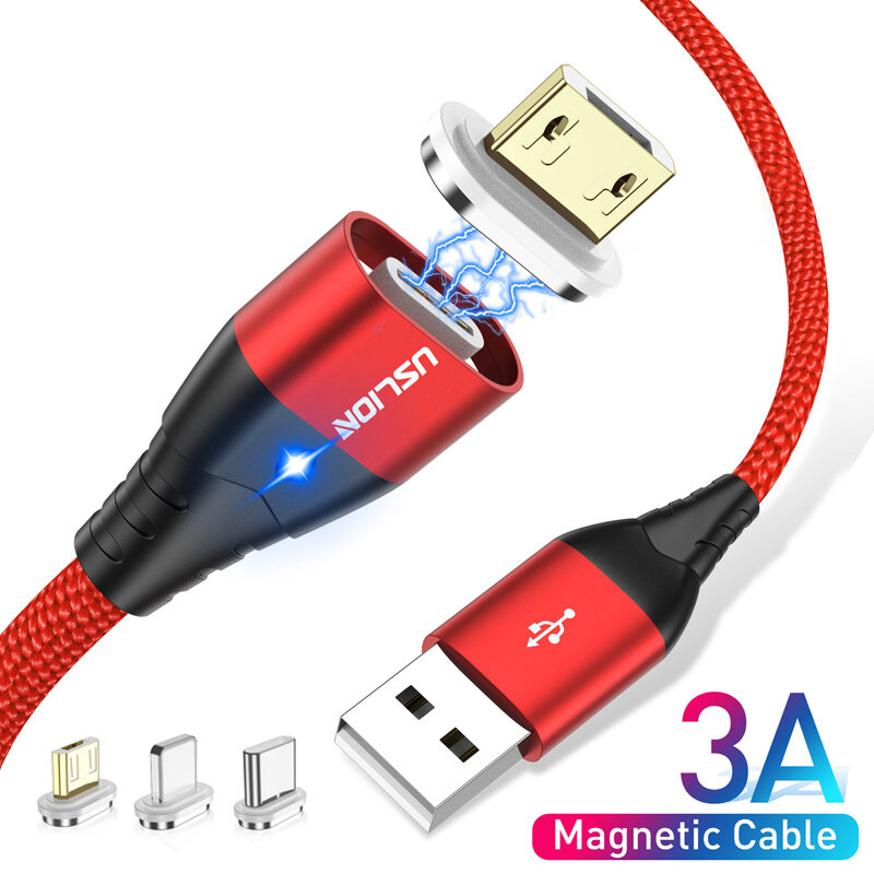 

USLION Magnetic 3A Type C Micro USB Fast Charging Data Cable for Samsung Galaxy Note S20 ultra Huawei Mate40 OnePlus 8 P