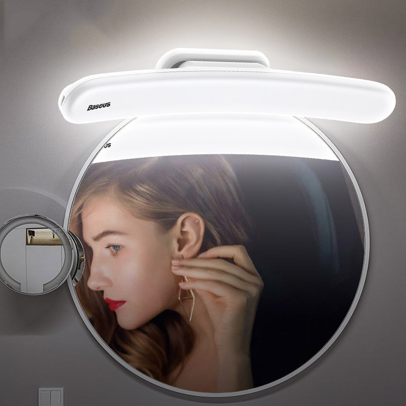 

Baseus LED Mirror Light Adjustable Makeup Mirror Lamp USB Rechargeable Wall Light for Bathroom Bedroom Dressing Table Li