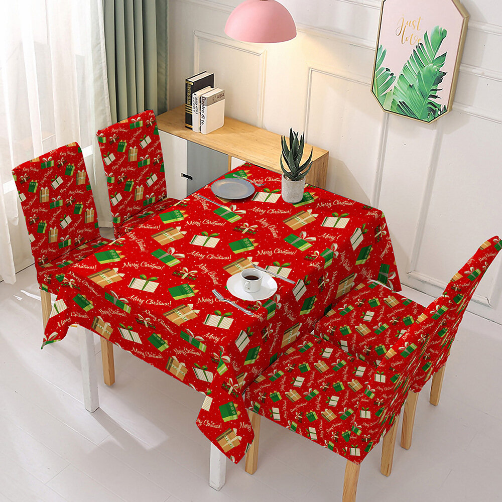 عيد الميلاد مفرش المائدة غطاء كرسي ثلاثية الأبعاد طباعة هدية صندوق مفرش طاولة غطاء مقعد حامي الغلاف للحزب ولائم الفنادق