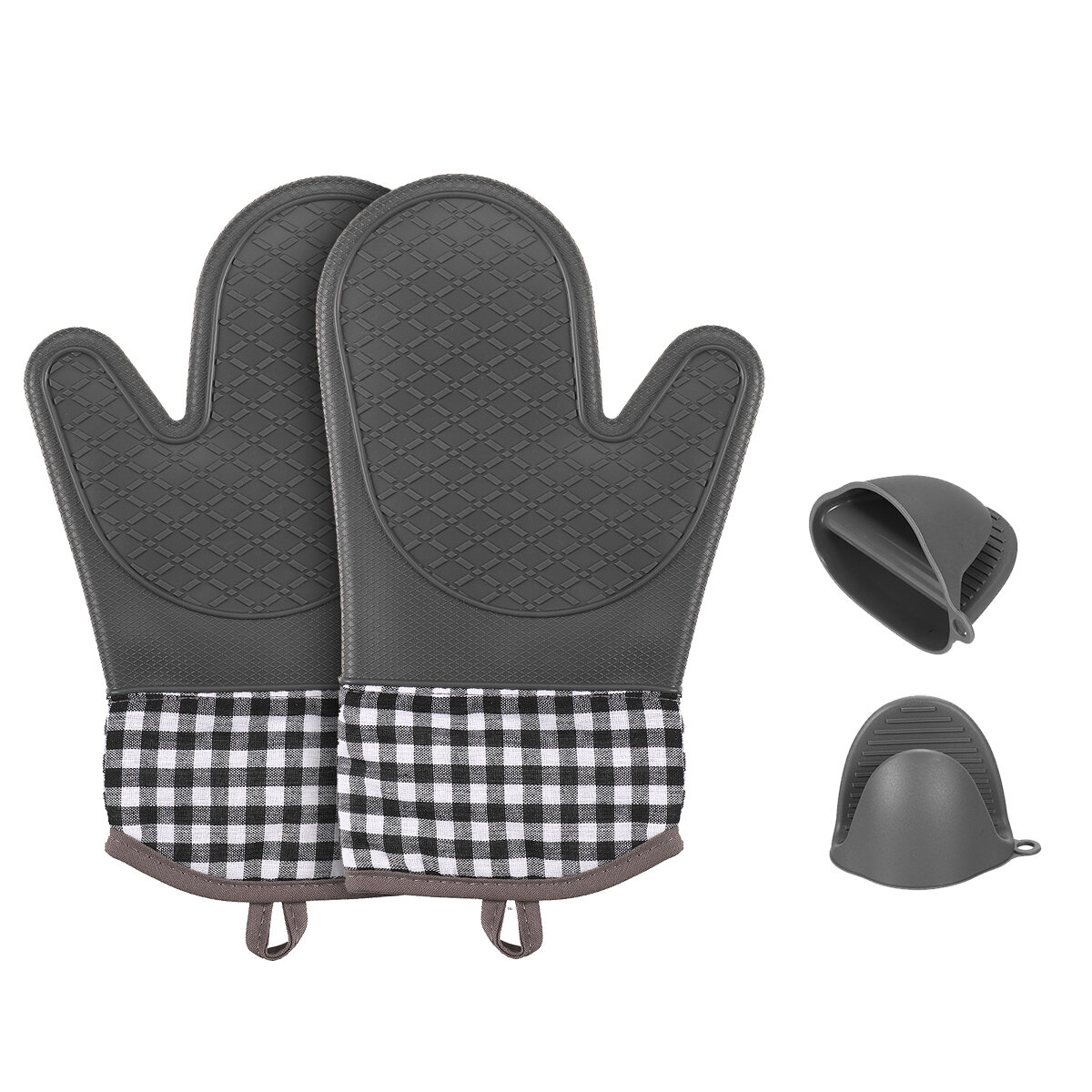 4-teiliges Set Silikon-Isoliergriffe Ofenhandschuhe Kochhandschuhe für Küche Camping Picknick BBQ