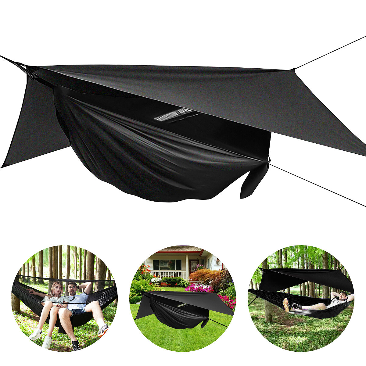 2 personen 2-in-1 Camping Luifel Hangmat Tent Set Lichtgewicht Draagbare Hangmat Outdoor Camping Rei