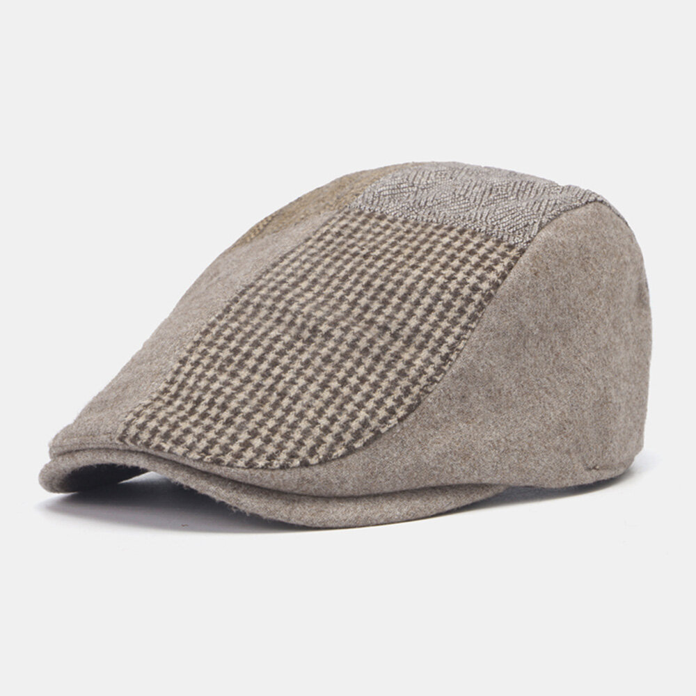 Men Newsboy Hats Lattice Pattern Patchwork Adjustable Berets Painter Hat
