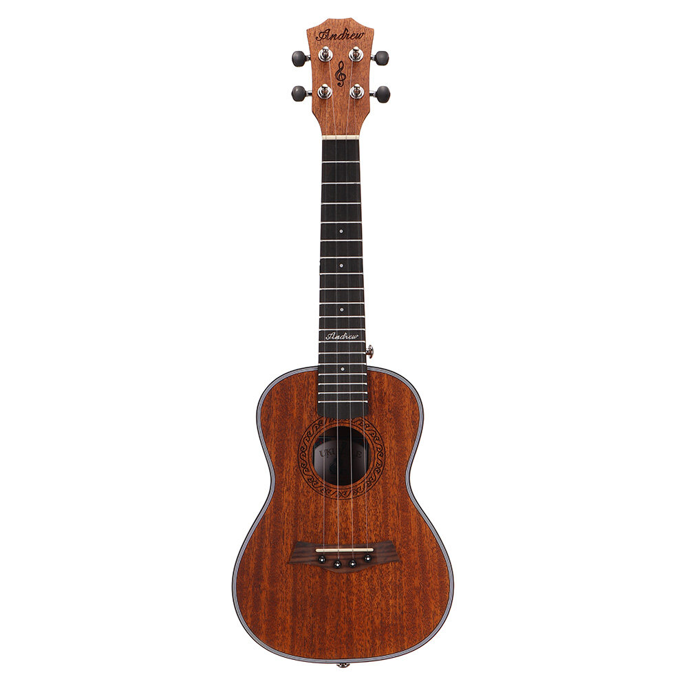 Andrew 23 Inch Mahogany High Molecular Carbon String Coffee Color Ukulele for Guitar Player