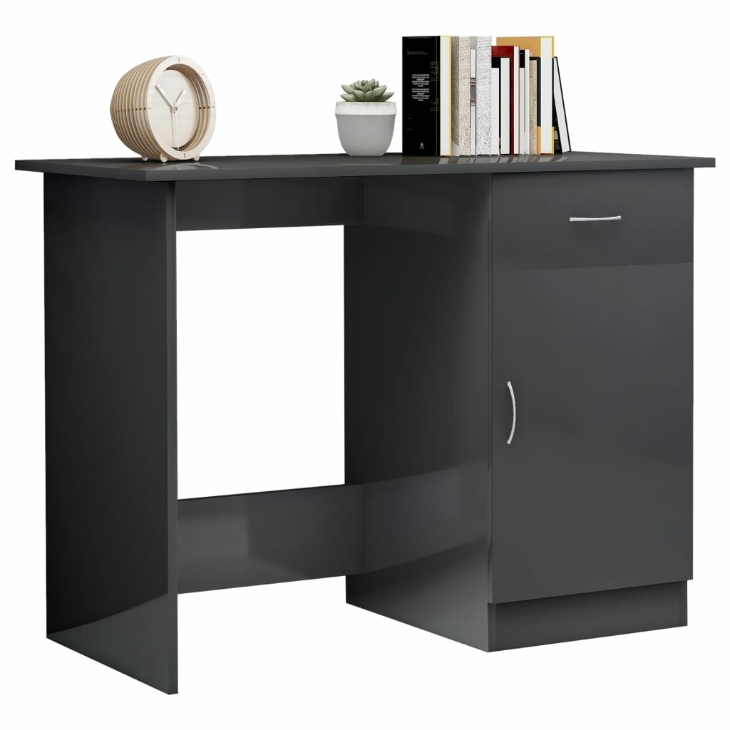 

Desk High Gloss Gray 39.4"x19.7"x29.9" Engineered Wood