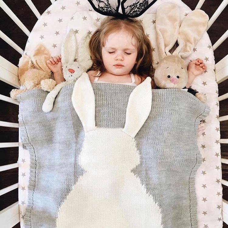 Schattig gebreide konijn Baby dekens Baby Soft Warm wol inbakeren kinderen Badhanddoek Lovely