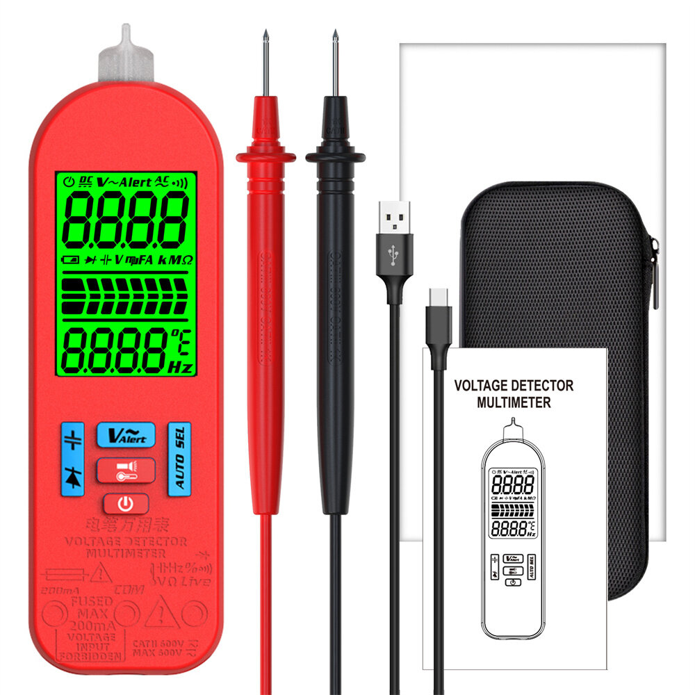 BSIDE A2 TechMaster TM-2000 Digital Multimeter Versatile Auto-Range Electrical Tester with LCD Display and 6000 Digit Ac