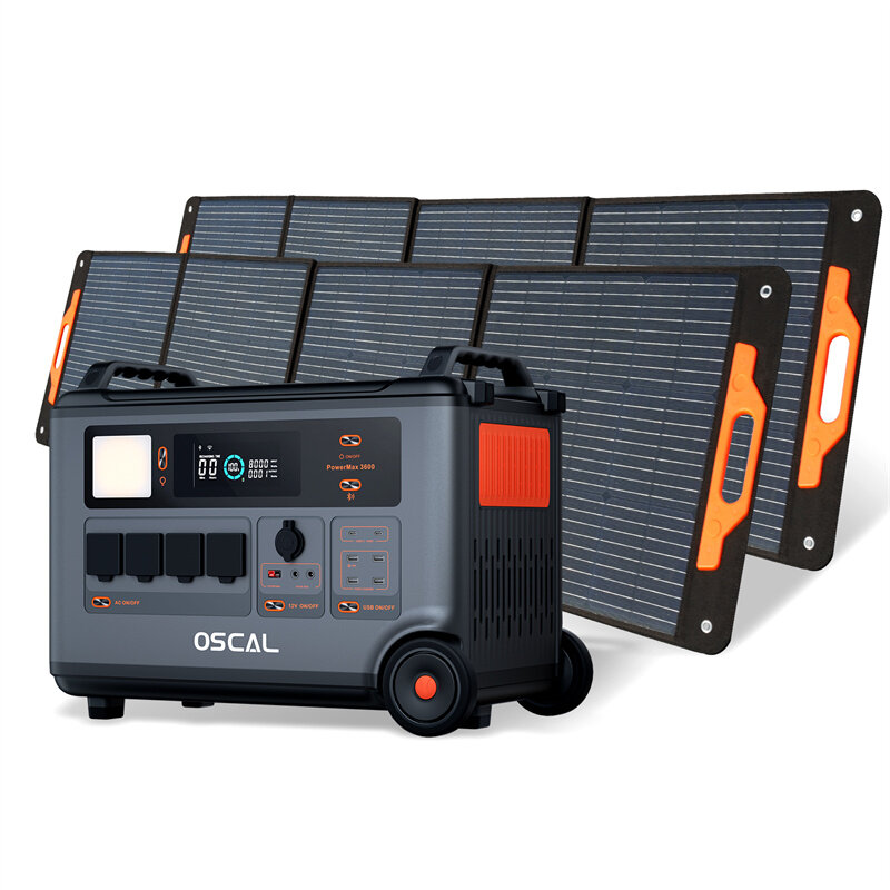 

Blackview Oscal Powermax 3600 Rugged Power Station+2*PM200 Solar Panel Kit 3600Wh to 57600Wh LiFePO4 Battery Pack Power