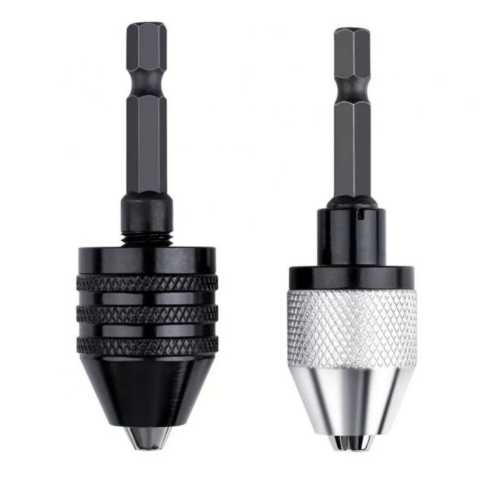 2PCHex Shank-Black and White Keyless Drill Chuck Adapter For Easy Bit Changes Available In Electric Grinder, Nail Mach