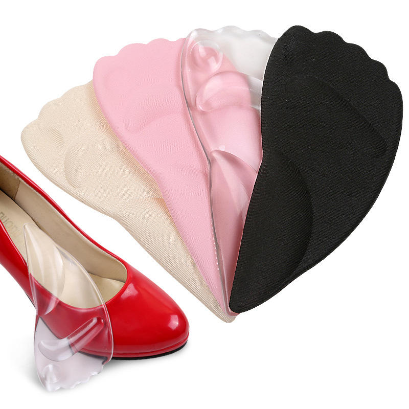 Almofadas de silicone para prevenir dor e atrito na frente dos sapatos de balé femininos com saltos altos.