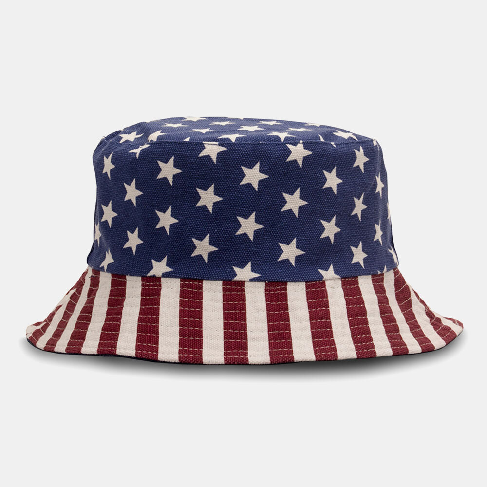 

Unisex Cotton Stars Stripes Pattern American Flag Casual Sunshade Bucket Hat