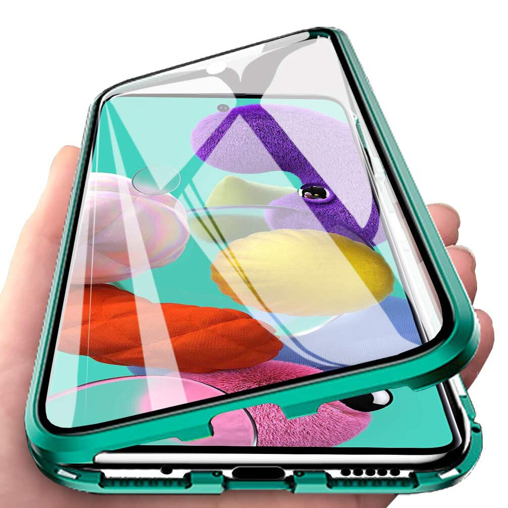 

Bakeey 360º Curved Magnetic Flip Double-sided 9H Tempered Glass Metal Full Body Protective Case for Samsung Galaxy A51 2