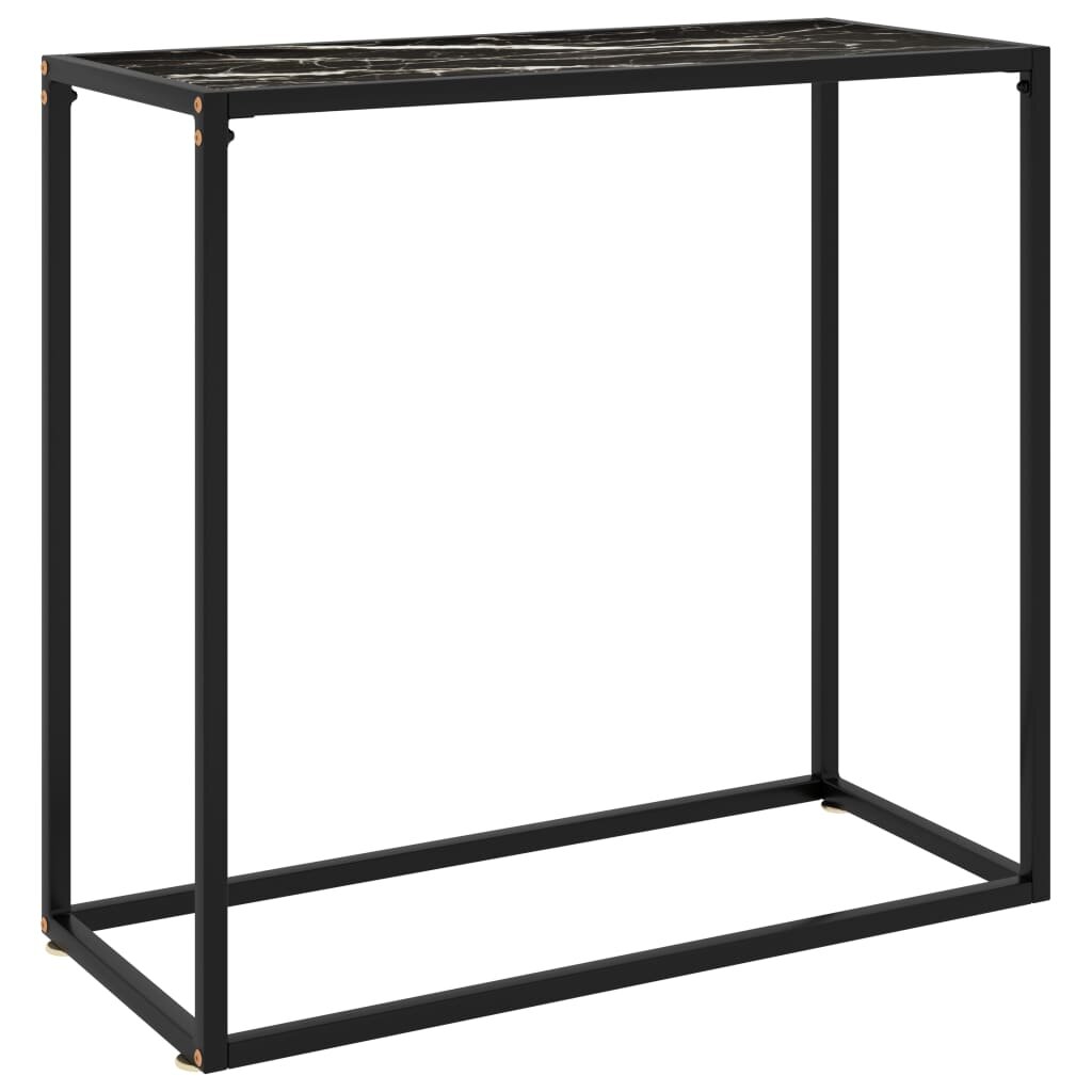 Console Table Black 31.5″x13.8″x29.5″ Tempered Glass