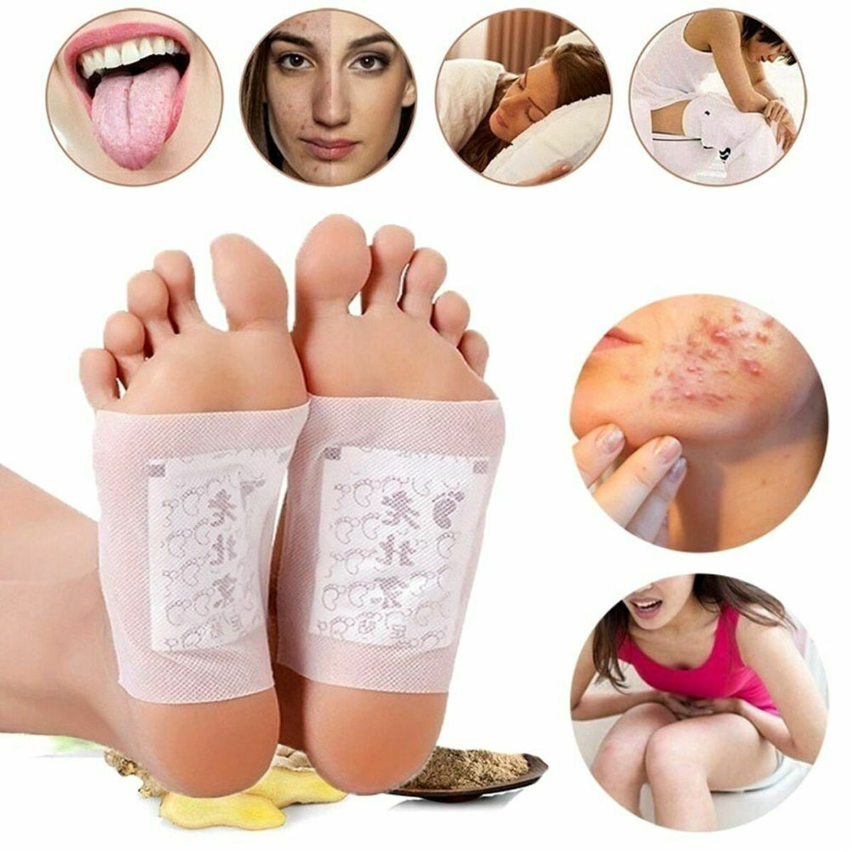 100 Pcs Ginger Wormwood Foot Patch Detox Foot Patches Pads Improve Sleep Quality Lossing Weight Slimming Patch Health Ca