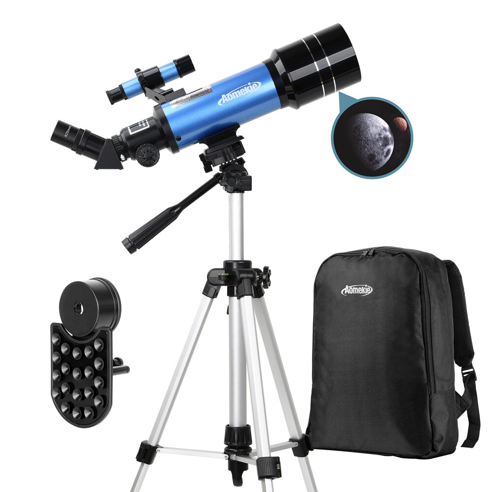 [EU Direct] AOMEKIE Telescópio Astronómico Refracção de 120X 70mm com Tripé Alto para Crianças e Adultos Iniciantes em Astronomia AO2017