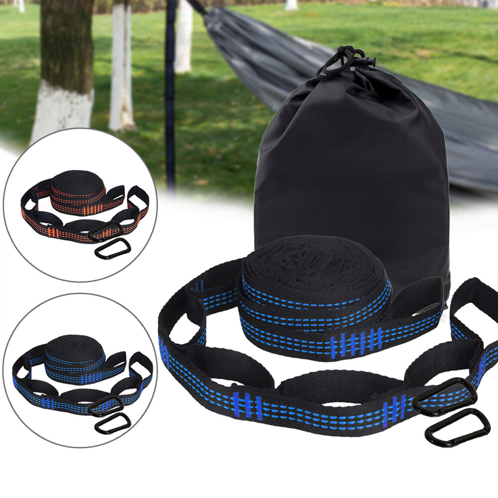 2 Pcs 200cm Hammock Straps 5 Rings Adjustable Lightweight Easy Setup Swing Bed Rope with Carabiners Storage Bag Camping Travel