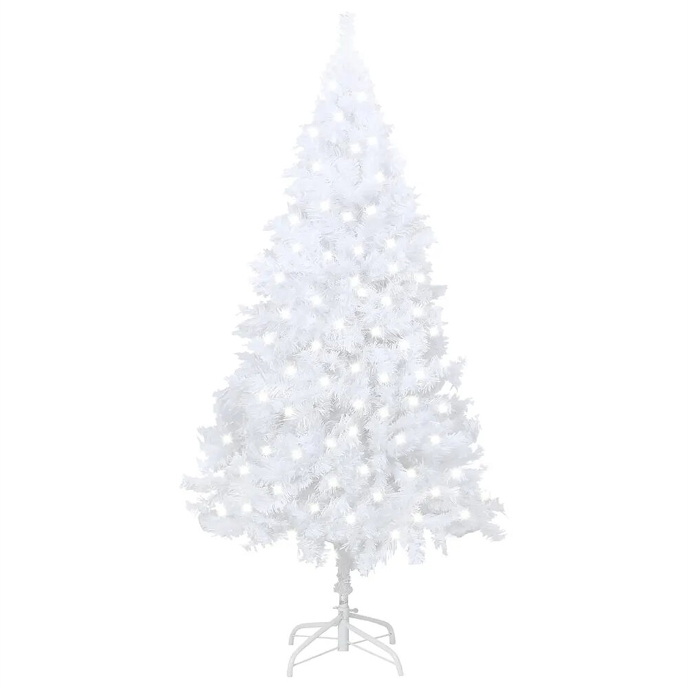 1.2m Christmas Tree Artificial Holiday Christmas 380 Tips with 150 Warm LED Lights for Home, Office, Party Decoration