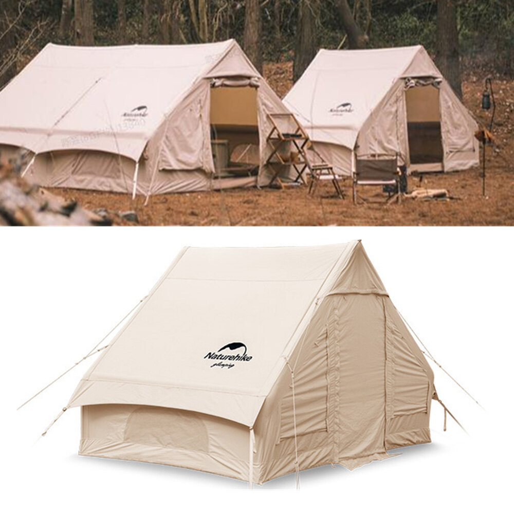 Naturehike 3-4 személyes felfújható sátor 6.3㎡ hordozható esőálló családi kunyhó sátor szabadtéri kempingezés légszivattyúval