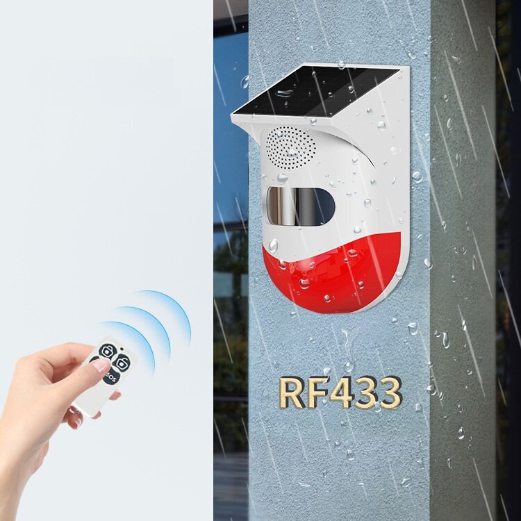 RF433 Outdoor Solar Light Alarm Inductie van menselijk lichaam Infrarood geluids- en lichtalarm