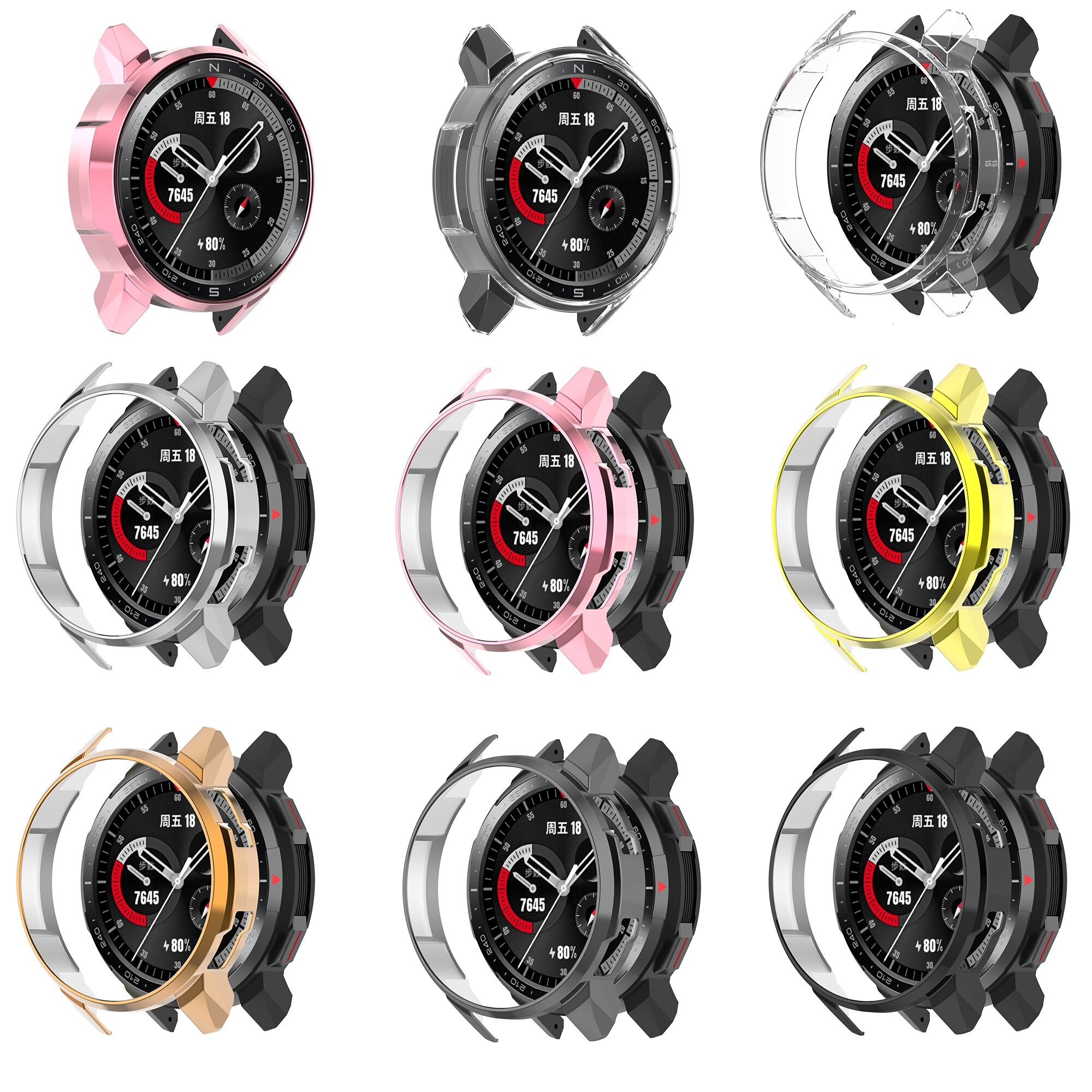 Galvanoplastia Proteção Tudo Incluído Caso TPU Relógio Caso Capa de Relógio para Huawei Honor Relógio GS Pro