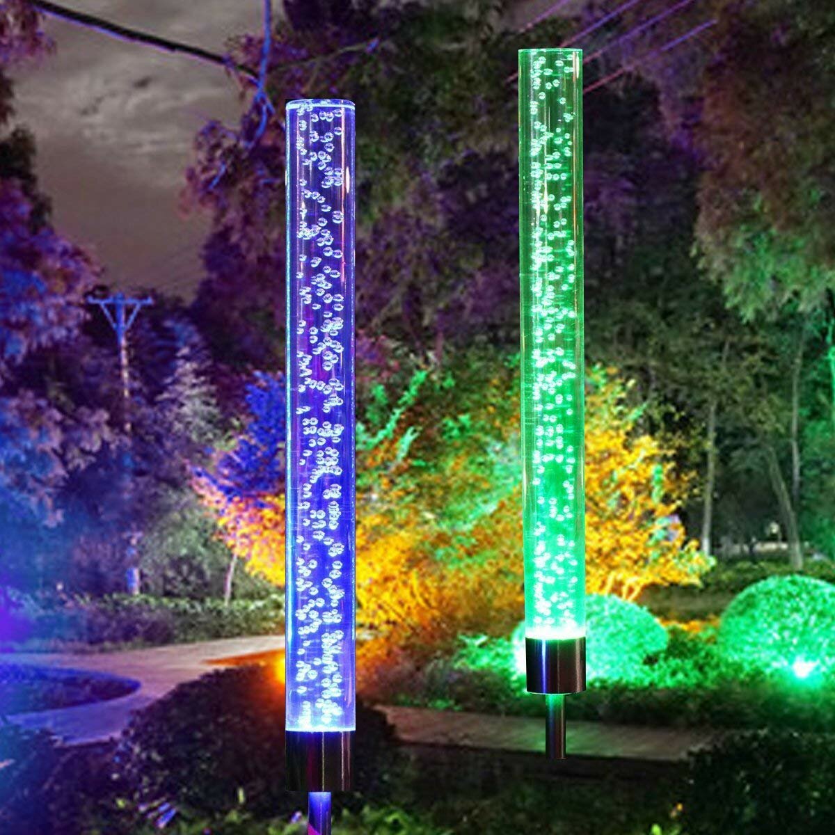 2PCS Zonne-energie Acryl Bubble Light LED RGB Lawn Garden Landscape Lamp Decor