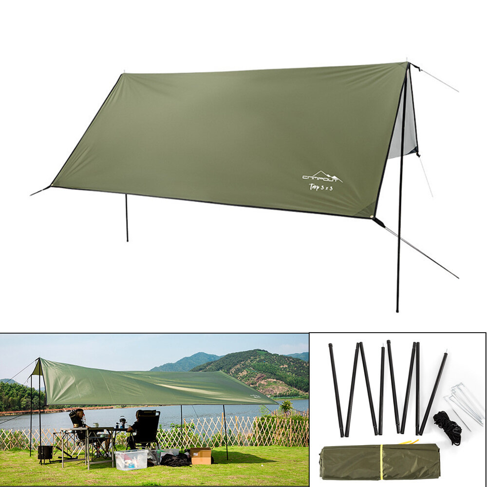 Tenda da sole CAMPOUT 3x3m inviata Ombrellone impermeabile Tenda da sole Tettoia da esterno a prova di UV campeggio Viaggio