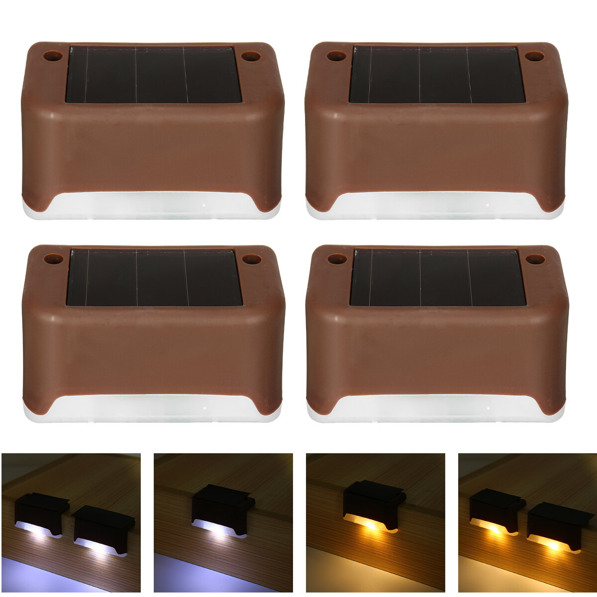 

4PCS Solar Powered LED Deck Light Step Stairs Fence Lamp for Patio Garden Path IP55