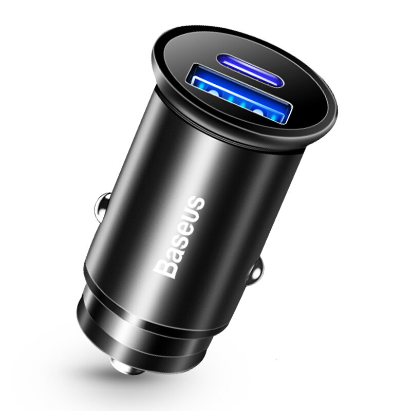 

Baseus 30W 5A Warp OPPO VOOC Certified USB-C Car Charger 2-Port PD3.0 QC4.0 FCP SCP AFC Fast Charger Adapter With USB Po