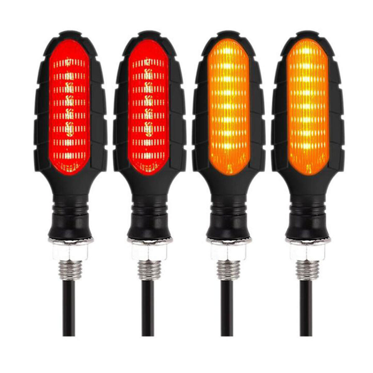 4PCS 12V Flowing Motorcycle LED Turn Signals Lights Waterproof Blinker Indicators Brake Light Tail L