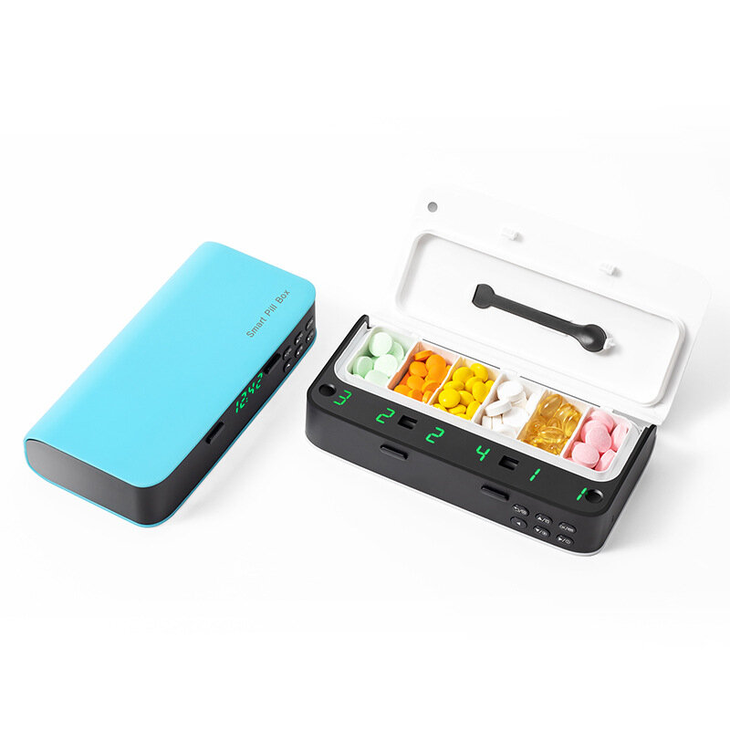 Intelligent Portable Sub-warehouse Electronic Pill Box Alarm Clock Reminder Pill Storage Case Portab