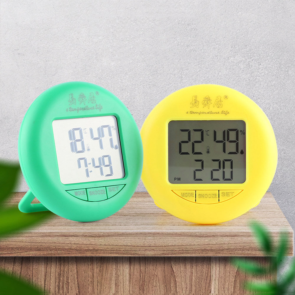 Bakeey ysj-1819 electronic thermometer hygrometer digital display temperature humidity thermometer hygrometer round household electronic alarm clock