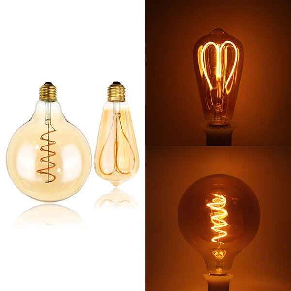 E27 6W Dimmable ST64 G125 Warm White Soft Filament LED Light Bulb for Holiday AC220V