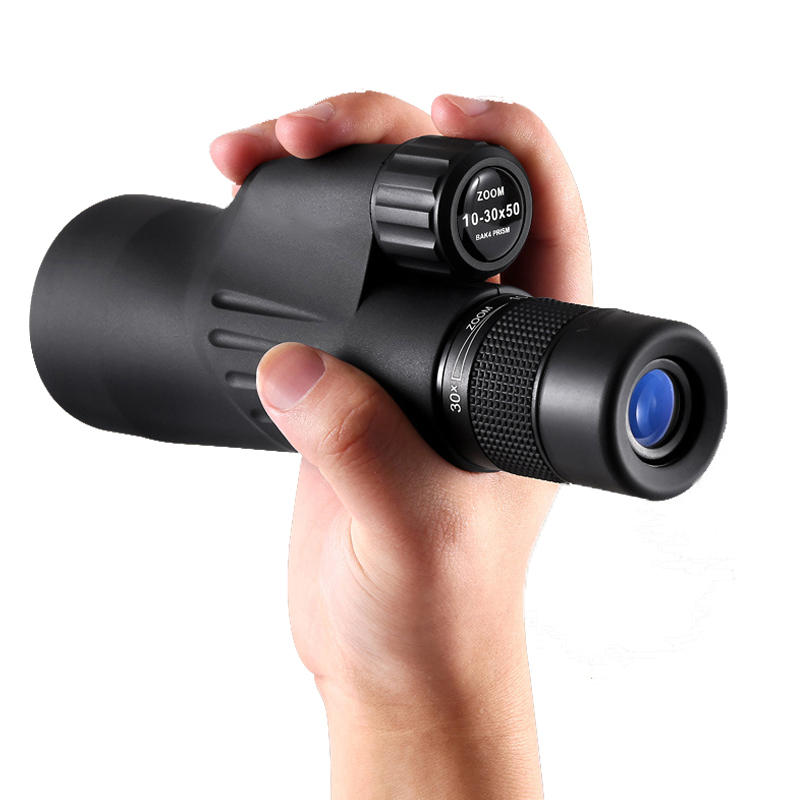 Ręczny teleskop monokularny 10-30×50 z regulowanym obiektywem do obserwacji ptaków i smartfonem, pokrycie BAK4 FMC