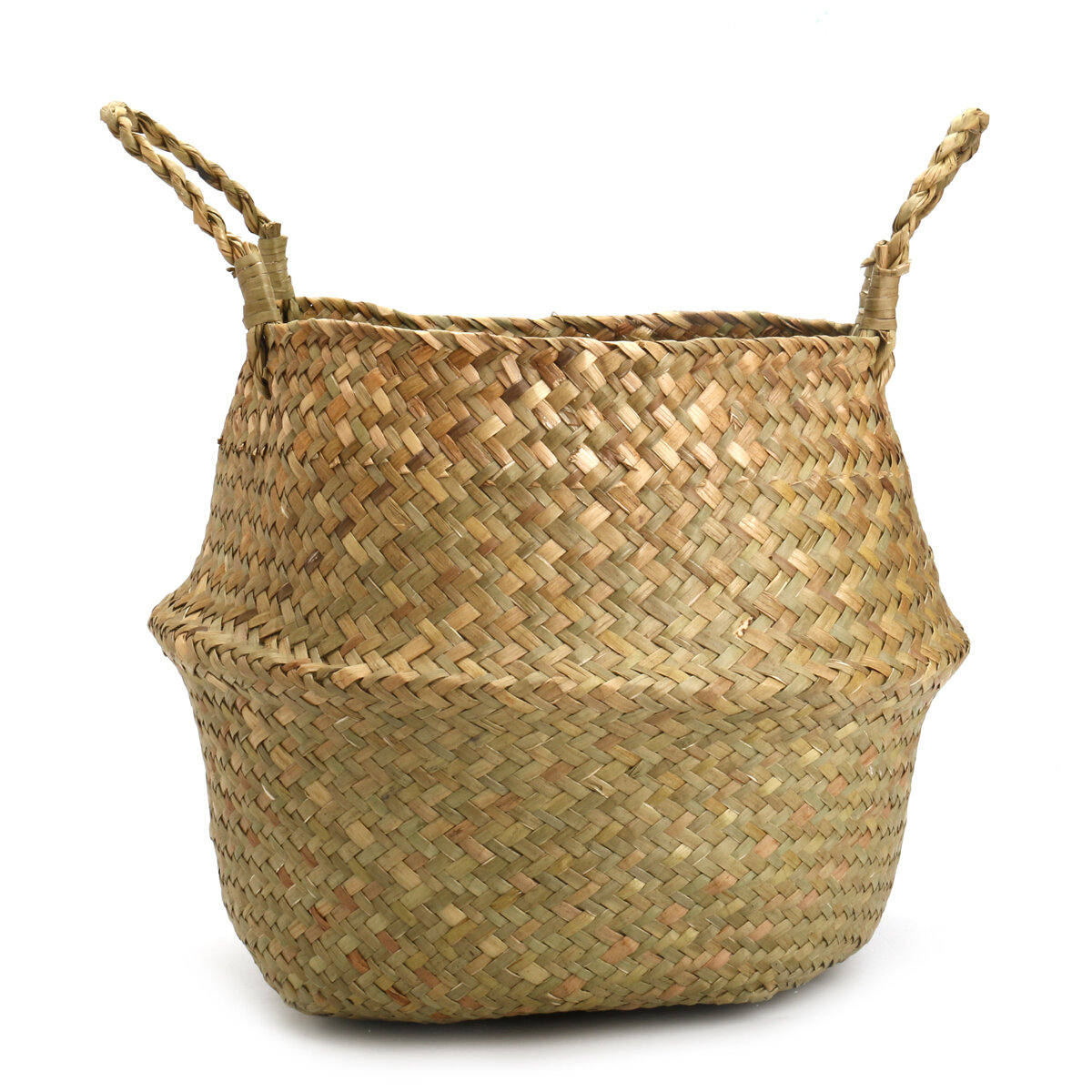 Seagrass Belly Basket 27x24 Handmade Storage Plant Pot Foldable Nursery Laundry Bag For Home Room Of