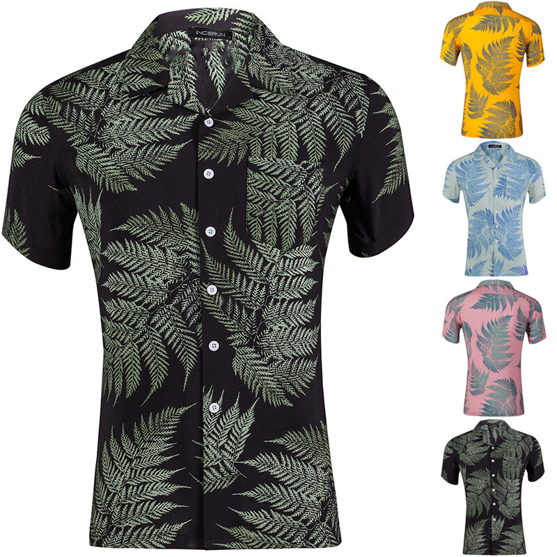 Ανδρικά πουκάμισα στην παραλία Χαβάης διακοπές Κοντό μανίκι Αναπνέει Baggy Fancy Εξωτερική κατασκήνωση Πεζοπορία παραλία