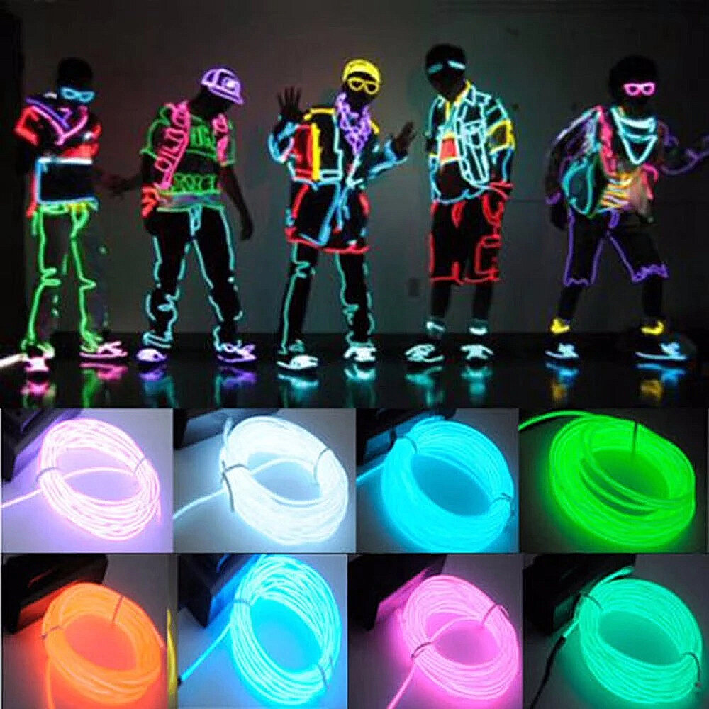 Glow EL Draad Kabel LED Neon Halloween Kerst Dance Party DIY Kostuums Kleding Lichtgevende Auto Licht Decoratie Kleding Bal Rave 1 m/3 m/5 m