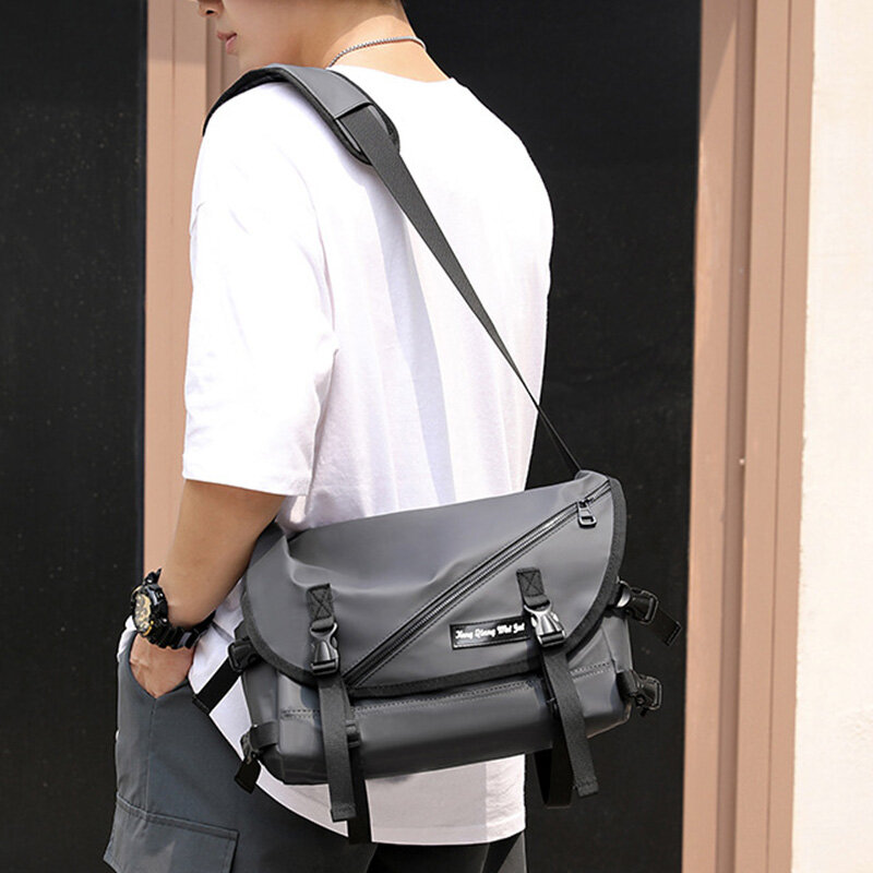 Unisex Large Capacity Back Anti-theft Pocket Crossbody Bags Minimalist Buckle Nylon Messenger Bag Sh