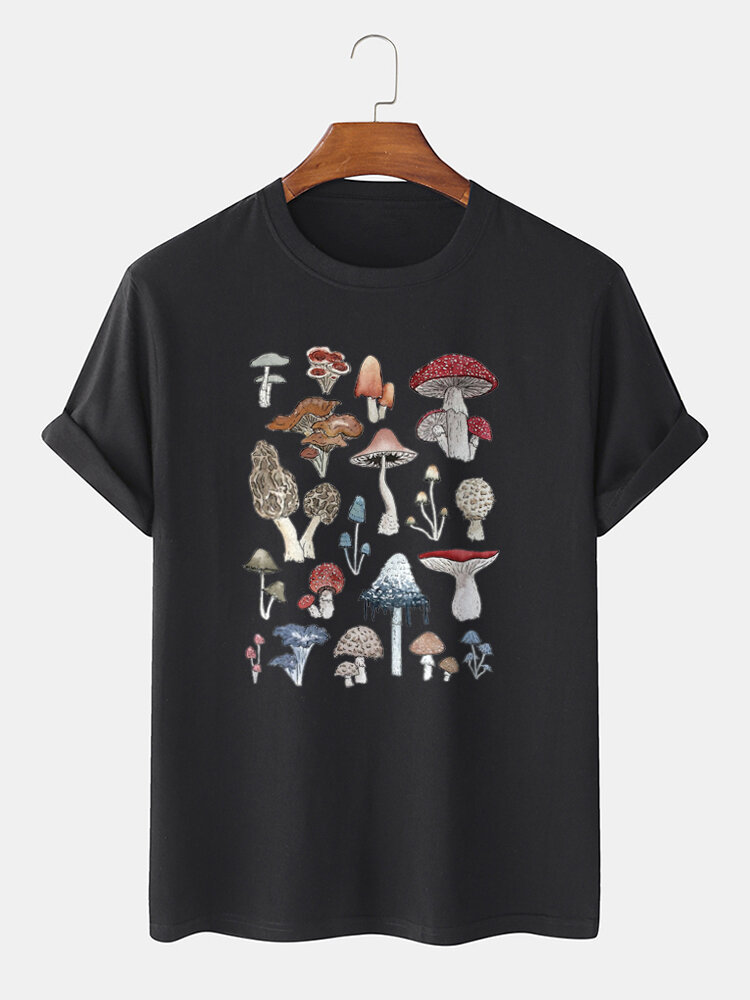 

Мужская футболка с короткими рукавами и принтом в виде грибов из 100% хлопка Community Spirit