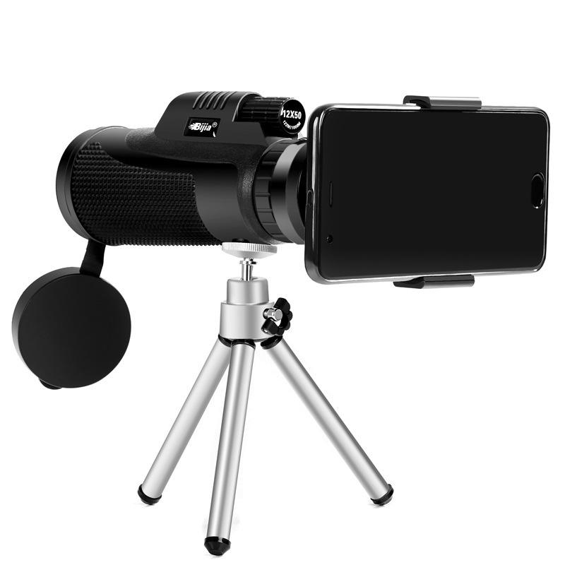 12x50 Monocular À Prova D 'Água Camping Telescópio HD Lente Óptica Zoom Bird Watching Com Tripé