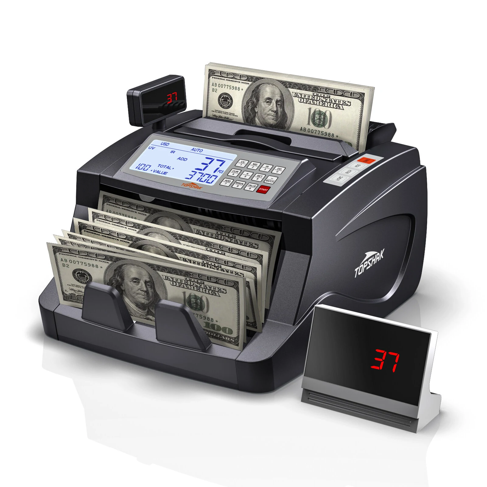 Στα 66,57€ από αποθήκη Τσεχίας | TOPSHAK TS-BC1 80W 1000pcs/min Money Counter Machine Counting Machine for Bank with EU/US Plug – 220V EU Plug
