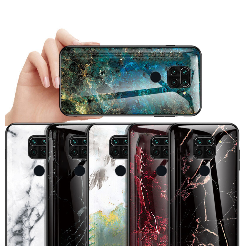 Bakeey for Xiaomi Redmi Note 9 / Redmi 10X 4G Case Marble Pattern Colorful Tempered Glass Shockproof