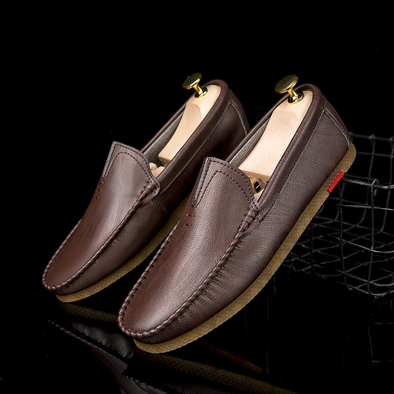 Men Microfiber Breathable Comfy Bottom Slip On Driving Casual Leather Loafers Shoes