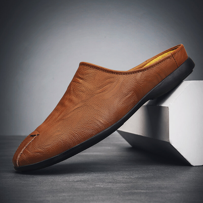 

Men Microfiber Leather Soft Sole Non Slip Classical Solid Closed Toe Casual Slippers
