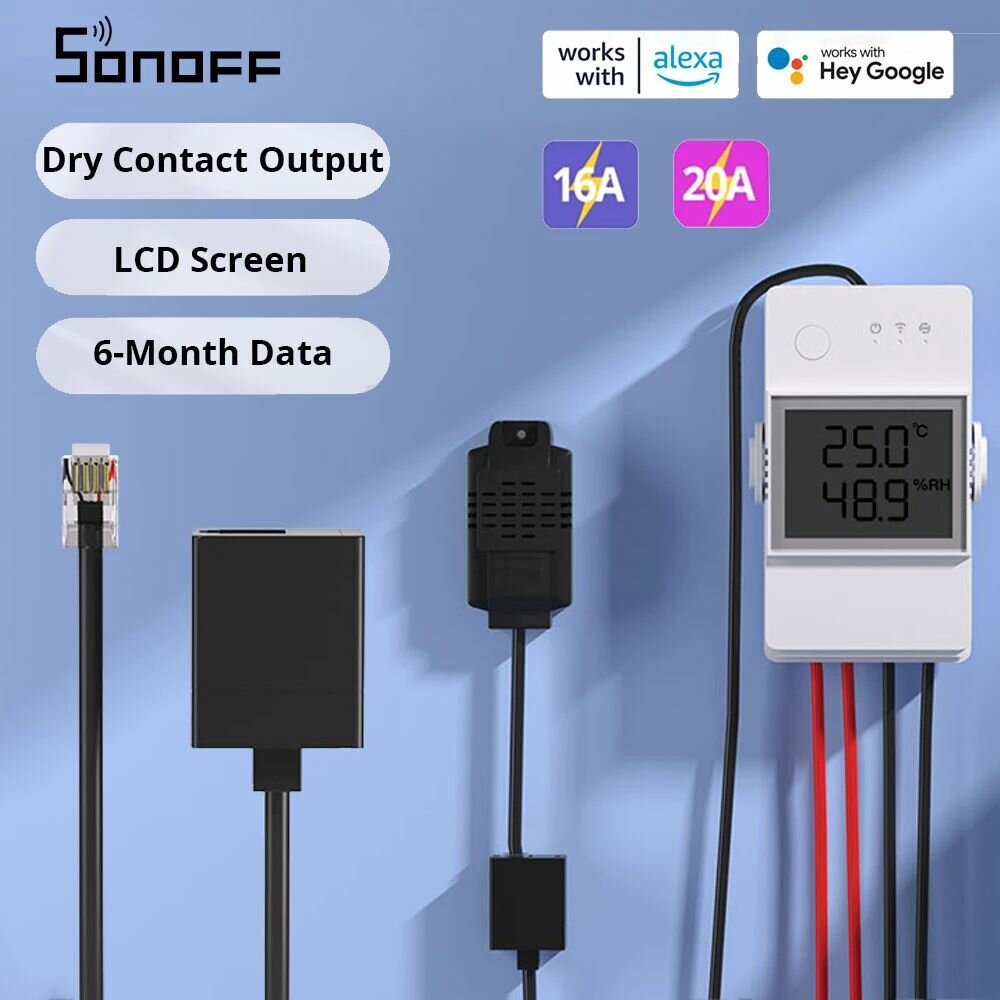 SONOFF TH Elite 16A/20A Wifi Smart Temperatuur en Vochtigheid Monitoring Schakelaar THS01 DS18b20 Sensor Smart Home Via eWelink Alexa